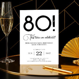 Unieke minimalist Bewaar de datum 80e verjaardag Kaart