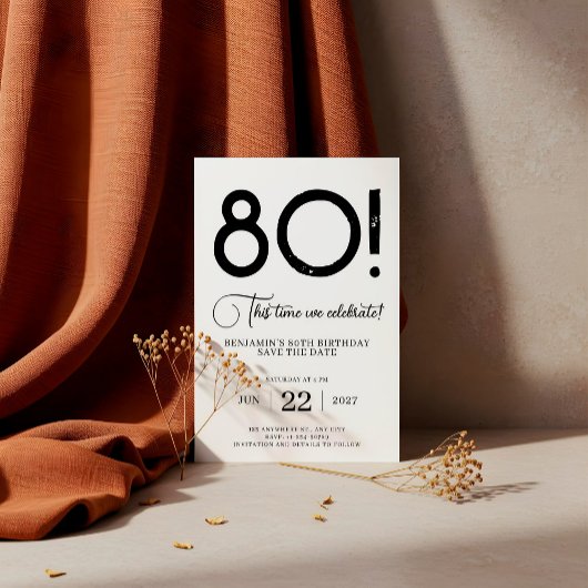 Unieke minimalist Bewaar de datum 80e verjaardag Kaart