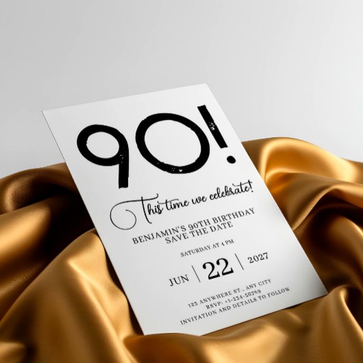 Unieke minimalist Bewaar de datum 90e verjaardag Kaart