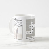 Unieke Minimalistische Aangepaste Krant Save the D Koffiemok (Voorkant links)