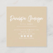 Unieke minimalistische crème neutraal boho chic mo vierkante visitekaartje (Achterkant)