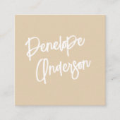 Unieke minimalistische crème neutraal boho chic mo vierkante visitekaartje (Voorkant)