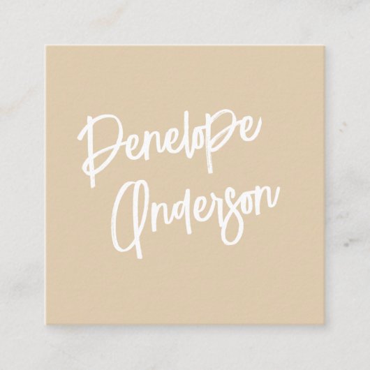 Unieke minimalistische crème neutraal boho chic mo vierkante visitekaartje (Voorkant)