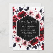 Unieke minimalistische Crimson rode bruiloft Save The Date (Voorkant)