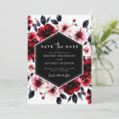 Unieke minimalistische Crimson rode bruiloft Save The Date (Staand voorkant)