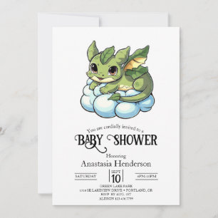 Unieke minimalistische digitale draak Baby shower Kaart