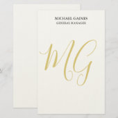 Unieke Minimalistische Eenvoudige Gouden Kleur Mon Briefpapier (Voorkant / Achterkant)