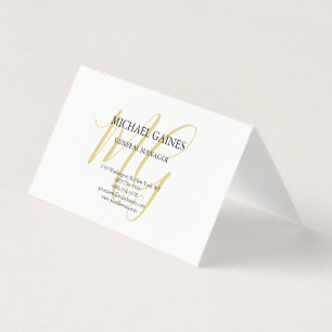 Unieke minimalistische effen gouden kleur Monogram Visitekaartje