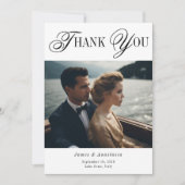 Unieke minimalistische elegante 2 foto bruiloft bedankkaart (Voorkant)