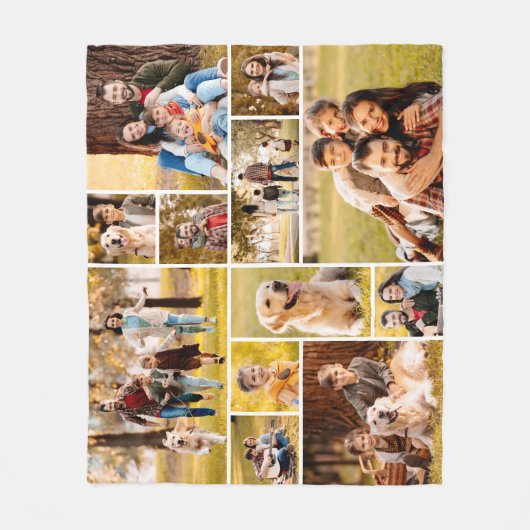 Unieke minimalistische fotocollage van 12 fleece deken (Voorkant)