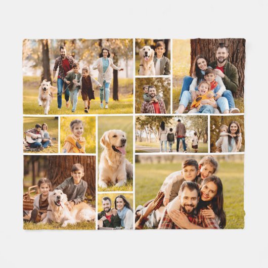 Unieke minimalistische fotocollage van 12 fleece deken (Voorkant (Horizontaal))