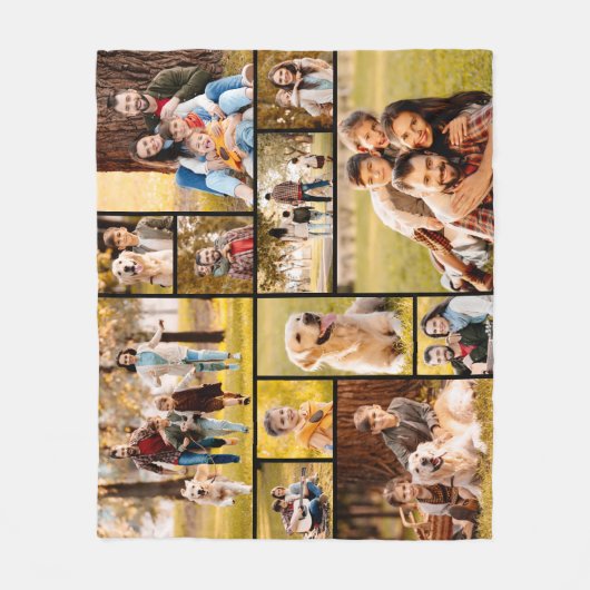 Unieke minimalistische fotocollage van 12 fleece deken (Voorkant)