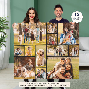 Unieke minimalistische fotocollage van 12 fleece deken