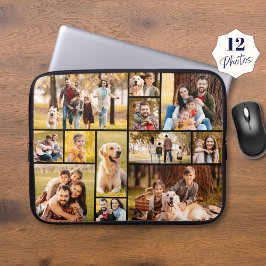 Unieke minimalistische fotocollage van 12 laptop sleeve