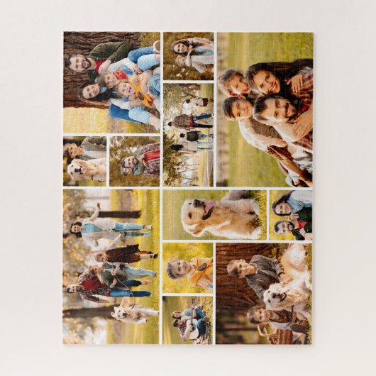 Unieke minimalistische fotocollage van 12 legpuzzel (Verticaal)