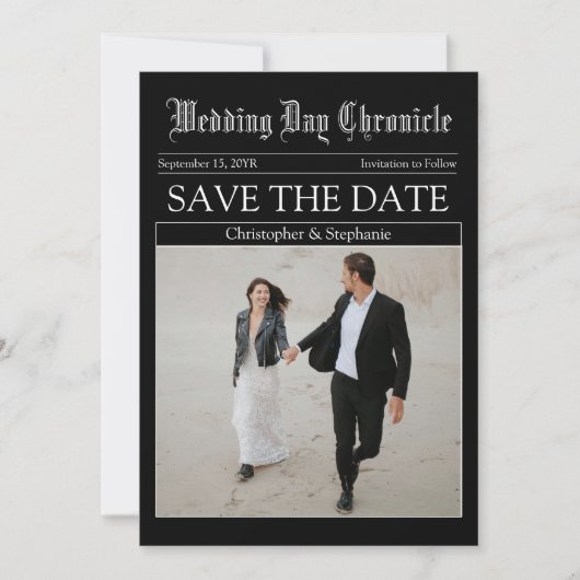 Unieke  minimalistische QR-codekrant Save The Date (Voorkant)