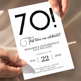 Unieke Minimalistische Save The Date 70e Verjaarda Kaart