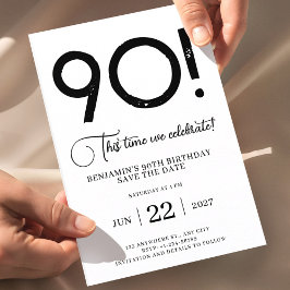 Unieke Minimalistische Sla de Datum Op 90e Verjaar Kaart
