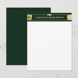 Unieke minimalistische smaragdgroene en gouden naa notitiekaartje