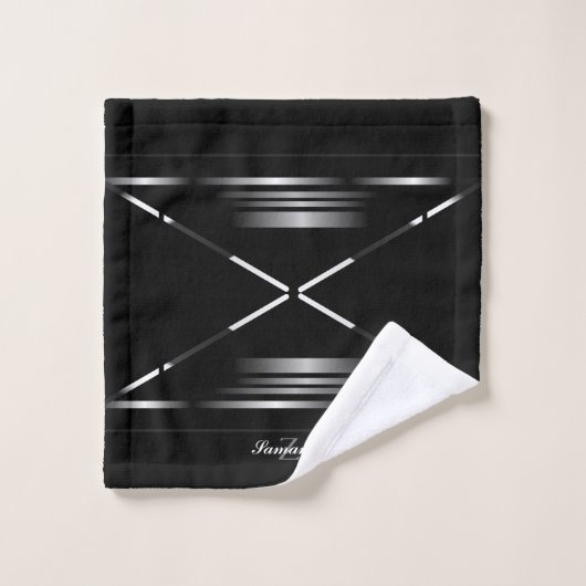 Unieke minimalistische zwart- en zilvermonogrammen bad handdoek (Wasdoekje)