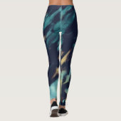 Unieke Mode Blauw Groen Abstract Patroon Vrouwen Leggings (Achterkant)