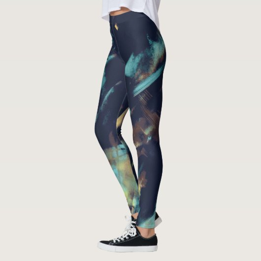 Unieke Mode Blauw Groen Abstract Patroon Vrouwen Leggings (Links)