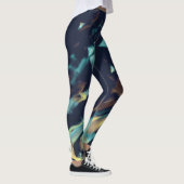 Unieke Mode Blauw Groen Abstract Patroon Vrouwen Leggings (Rechts)