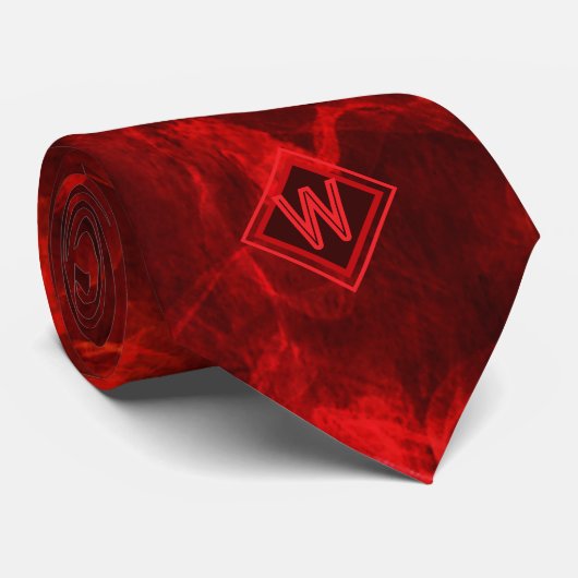 Unieke Modern Flame Red Monogram Initiaal Stropdas (Opgerold)