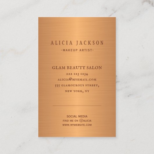 Unieke, moderne abstracte borstels gouden monogram visitekaartje (Achterkant)