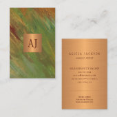 Unieke, moderne abstracte borstels gouden monogram visitekaartje (Voorkant / Achterkant)