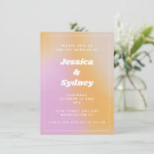 Unieke moderne Abstracte roze gradiënt bruiloft Kaart (Staand voorkant)