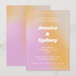 Unieke moderne Abstracte roze gradiënt bruiloft Kaart