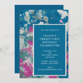 Unieke moderne abstracte verf blauw 21e verjaardag kaart (Voorkant / Achterkant)