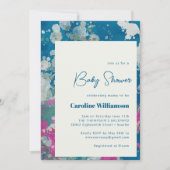 Unieke, moderne Abstracte verf met blauw Baby show Kaart (Voorkant)