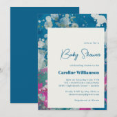 Unieke, moderne Abstracte verf met blauw Baby show Kaart (Voorkant / Achterkant)