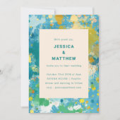 Unieke, moderne Abstracte verfkunst (Blue Gold Wed Kaart (Voorkant)