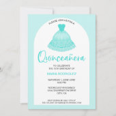 Unieke moderne Aqua Gown Quinseanera viering Kaart (Voorkant)