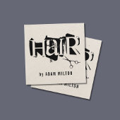 Unieke moderne beige zwarte schaar haarstylist vierkante visitekaartje