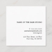 Unieke moderne beige zwarte schaar haarstylist vierkante visitekaartje (Achterkant)