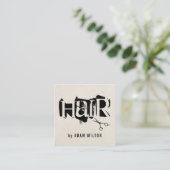 Unieke moderne beige zwarte schaar haarstylist vierkante visitekaartje (Staand voorkant)