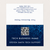 Unieke moderne blauwe QR-code aangepaste zakelijke Visitekaartje (Buitenkant ongevouwen)