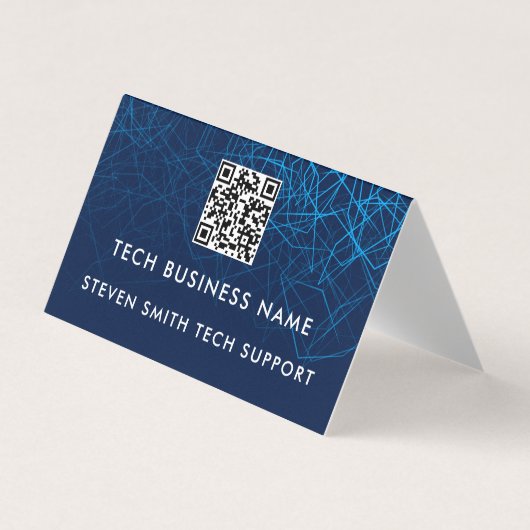 Unieke moderne blauwe QR-code aangepaste zakelijke Visitekaartje (Voorkant)