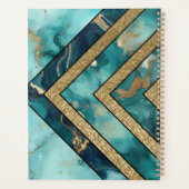 Unieke moderne Blauwgroen gouden geometrie Planner (Achterkant)