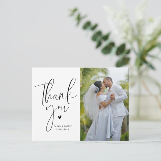 unieke moderne bruiloft bedankt je fotokaart briefkaart (Staand voorkant)