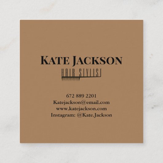 Unieke moderne bruine & zwarte schoonheidssalon vierkante visitekaartje (Achterkant)