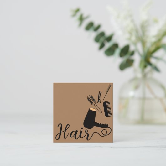 Unieke moderne bruine & zwarte schoonheidssalon vierkante visitekaartje (Staand voorkant)