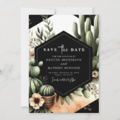 Unieke moderne cactus bruiloft save the date (Voorkant)