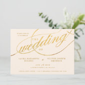 Unieke moderne Champagne en gouden bruiloft Kaart (Staand voorkant)