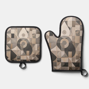 Unieke & Moderne Design Oven Mitt en Pot Holder Ovenwant & Pannenlap Set