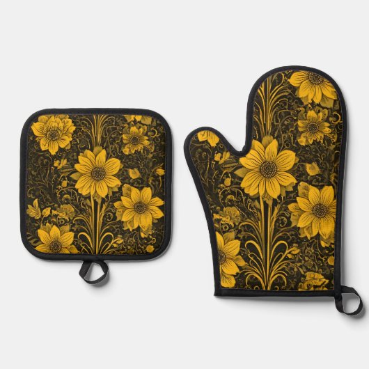 Unieke & Moderne Design Oven Mitt en Pot Holder Ovenwant & Pannenlap Set (Voorkant)